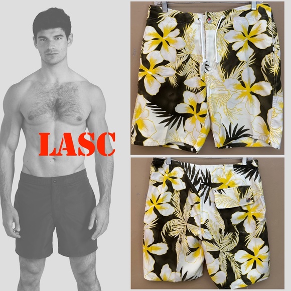 LASC Stretch Swim Trunks Medium 7.5" inseam Gently worn 100% polyester stretch - Picture 1 of 3